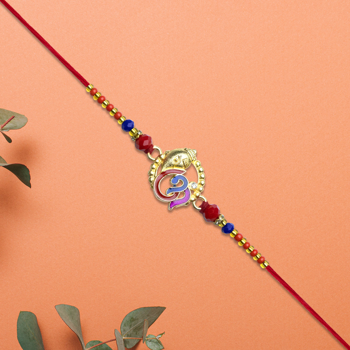 Ganesh Rakhi With Vibrant Enamel Work