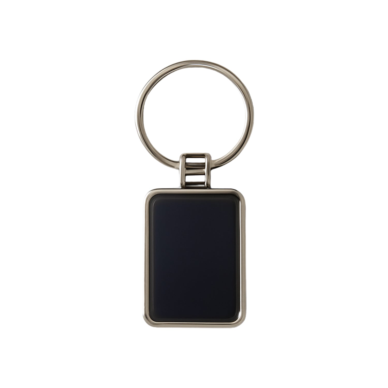 Premium Rectangular Black Silver Metal Keychain (1 Pc)