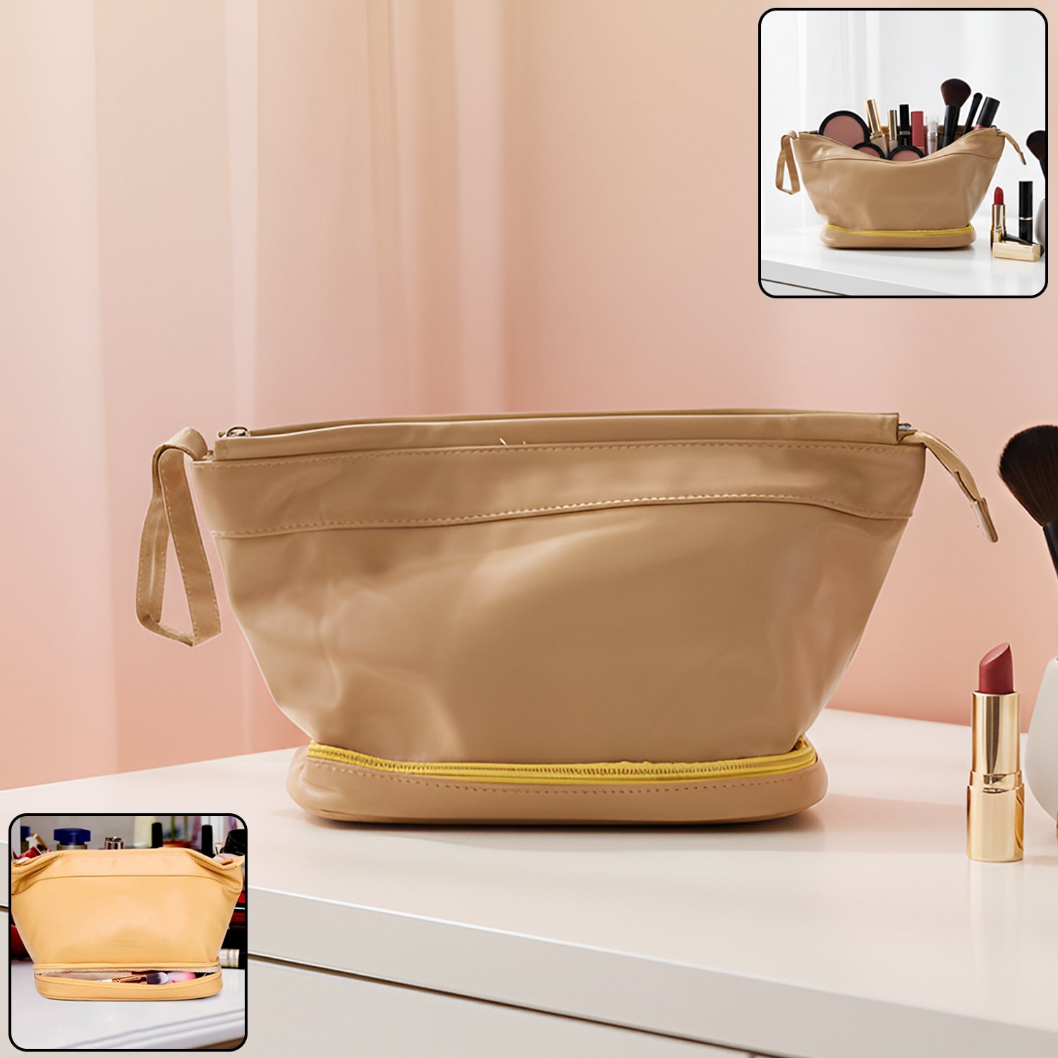 Spacious Cosmetic Makeup Storage Bag (1 Pc)