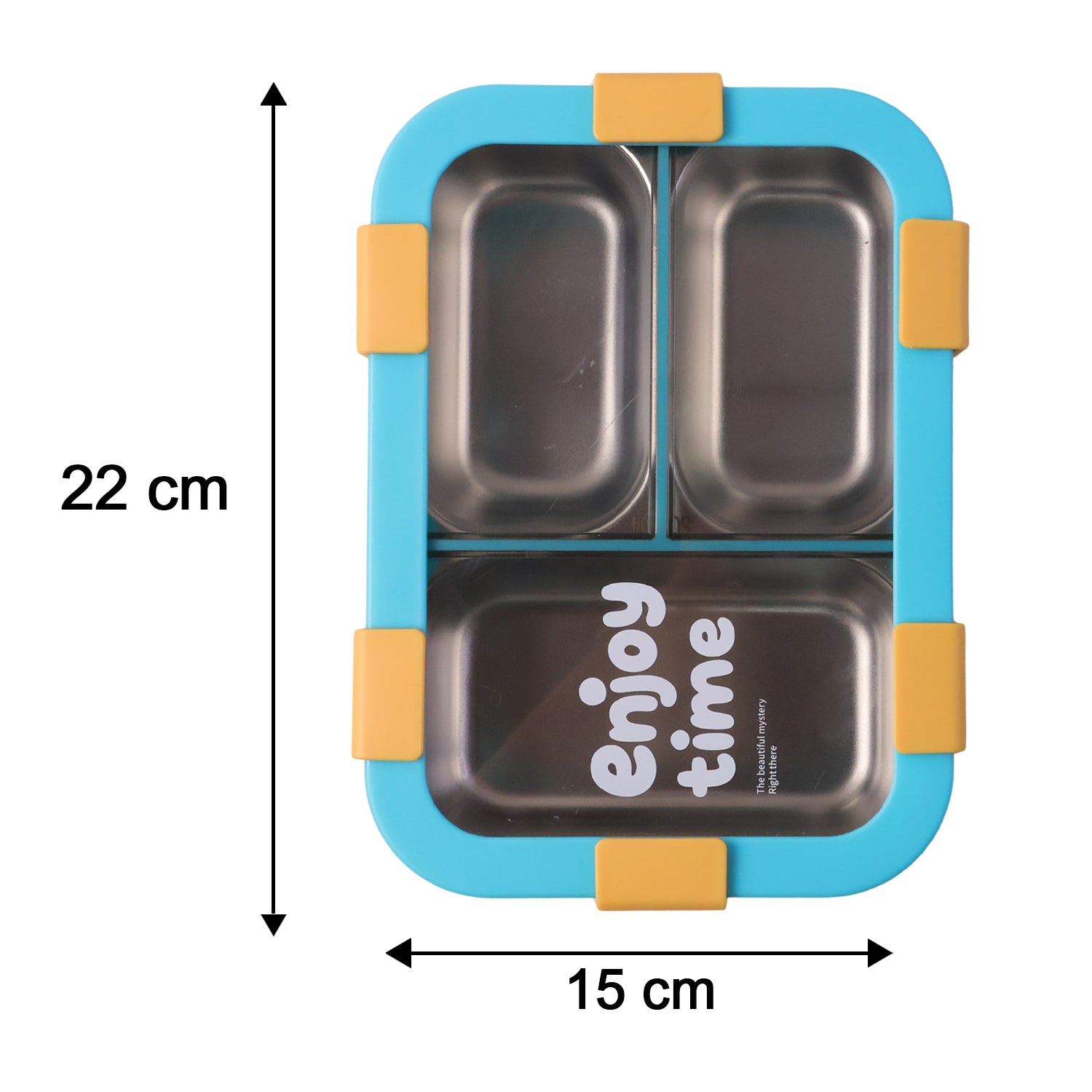Airtight 3 Compartment Stainless Steel Lunch Box With Spoon Fork 600ml