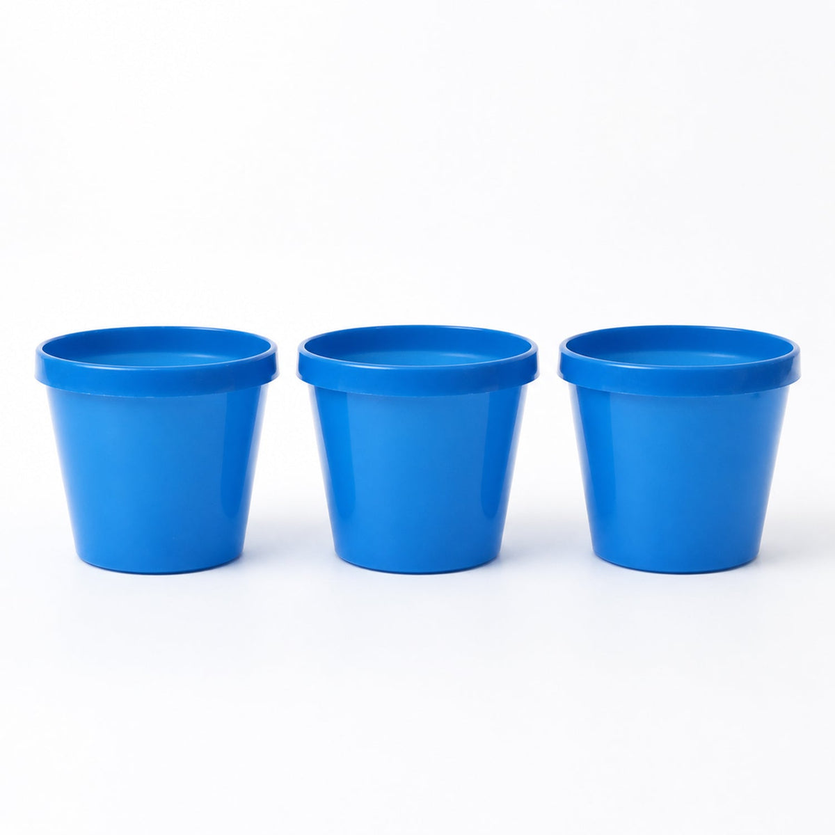 Round Plastic Planter Pot Set For Indoor Outdoor Plants And Home Garden (3 Pc)