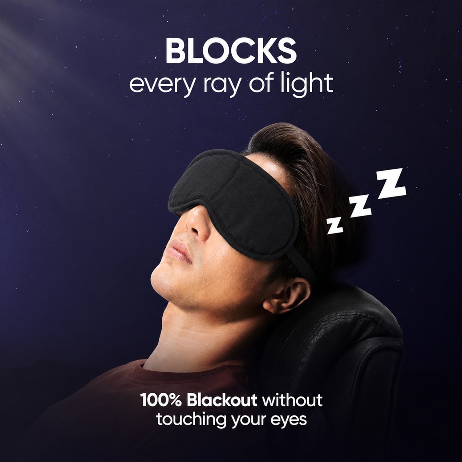 Soft Padded Sleeping Eye Mask With Elastic Strap For Travel And Relaxation (1 Pc)