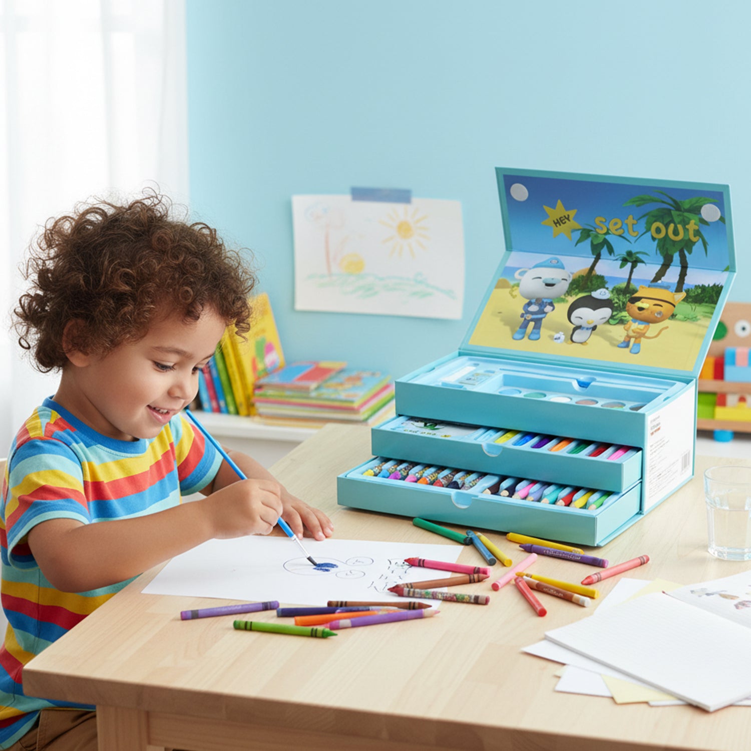 Drawing Kit Box For Kids With Colors Tools (1 Pc)