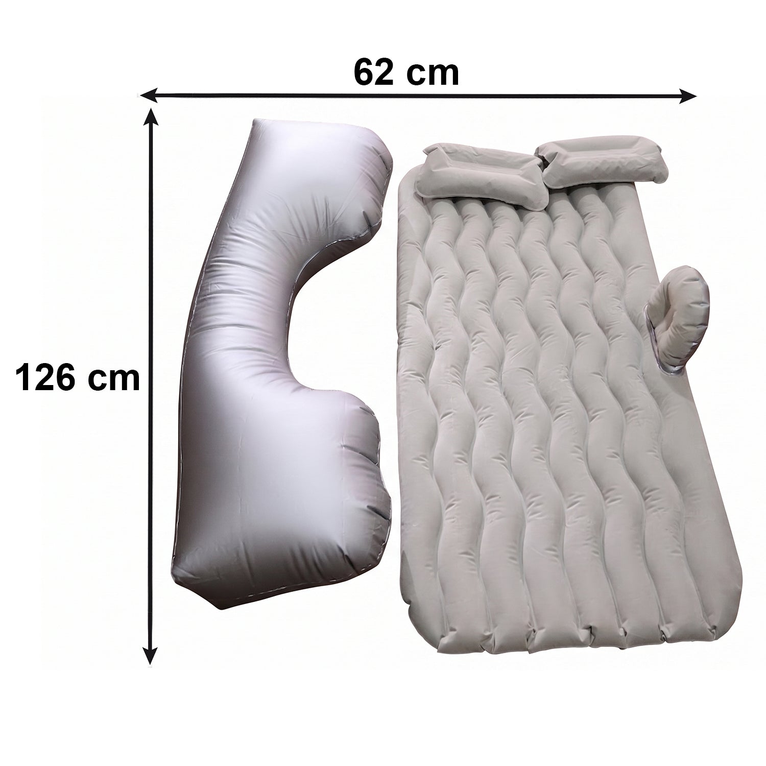 Portable Car Air Mattress Bed Set With Pump Pillows Inflatable (Grey)