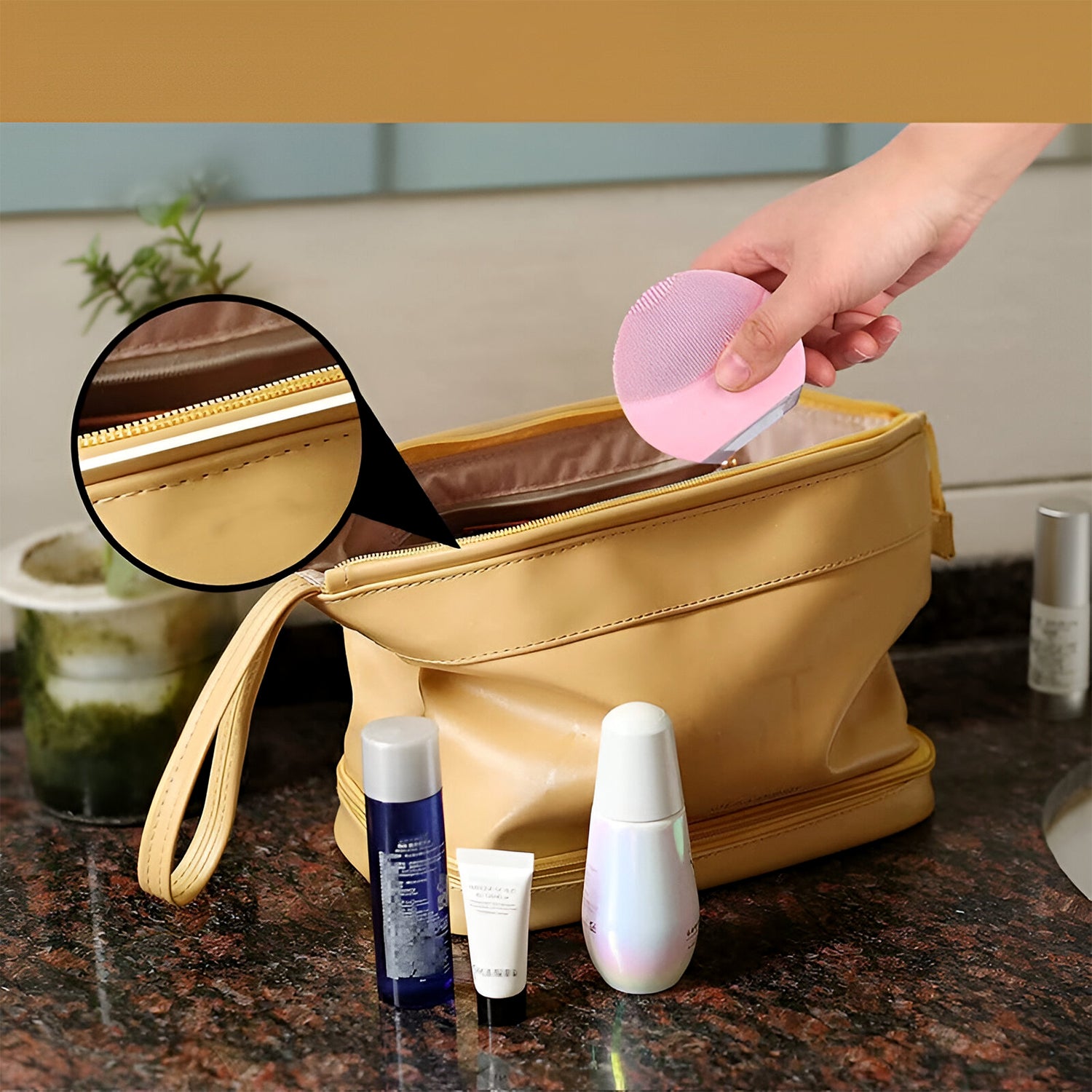 Spacious Cosmetic Makeup Storage Bag (1 Pc)