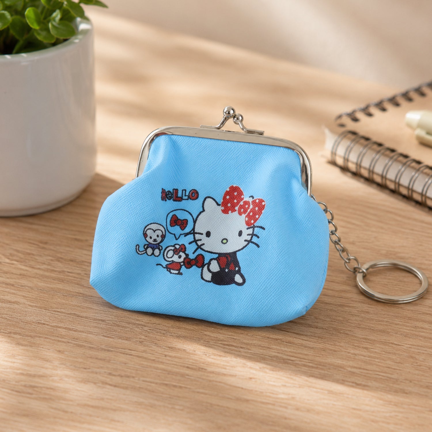 Mix Design Cute Mini Coin Purse Keychain With Clasp Closure For Daily Use (1 Pc)