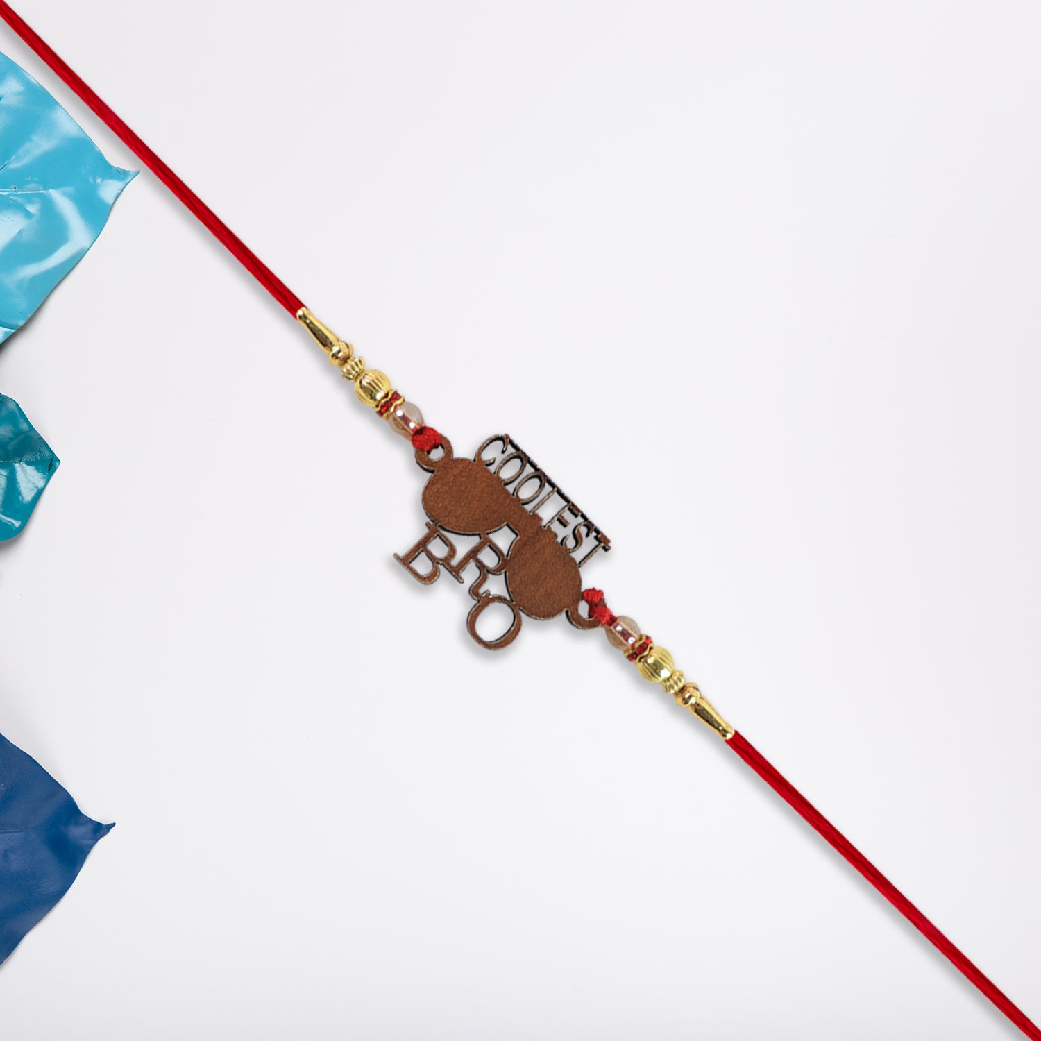 Trendy Wooden Rakhi For Brother Coolest Bro Design With Sunglass Motif Decorative Beads