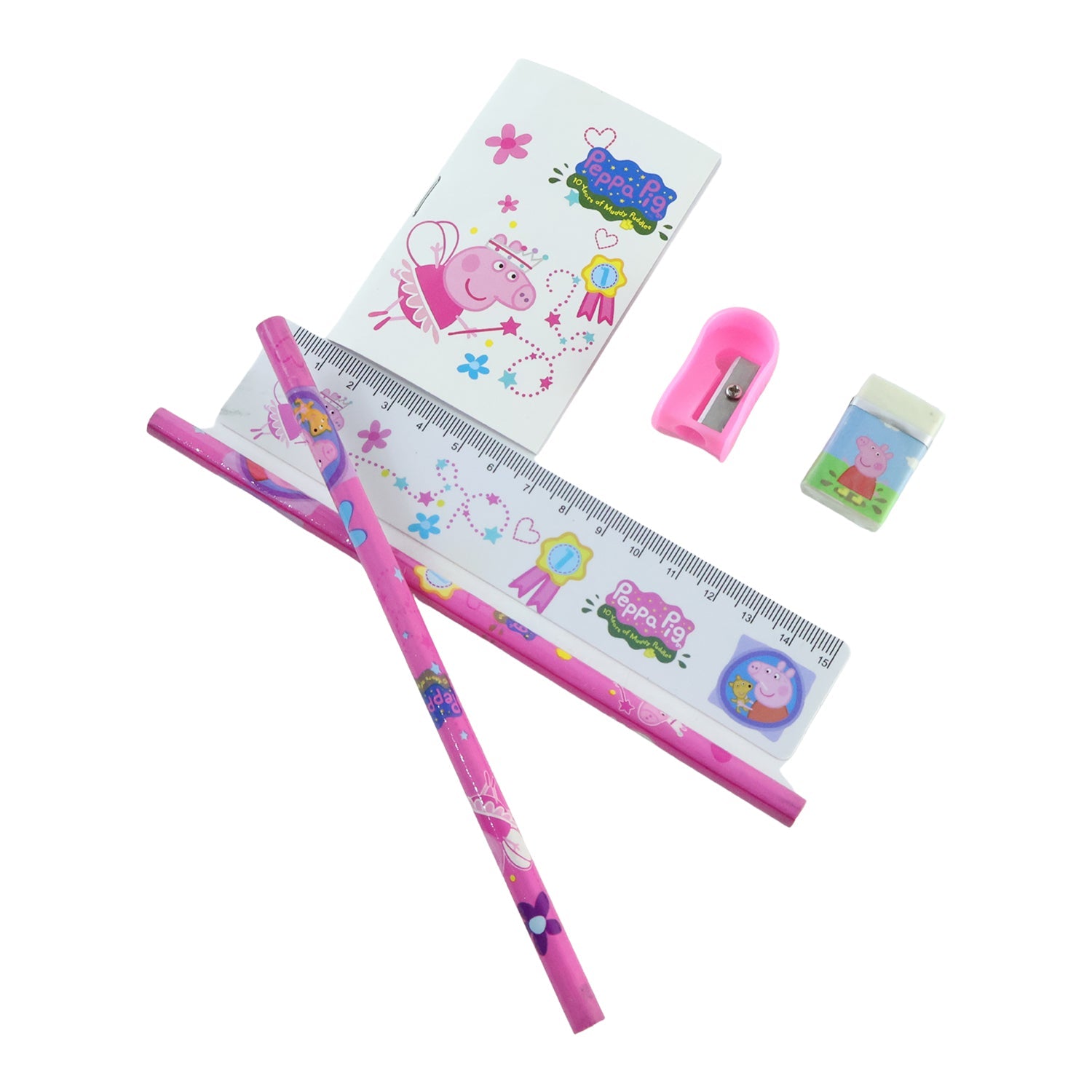Kids School Stationery Kit With Pencils Eraser Sharpener Ruler Pouch (1 Set)