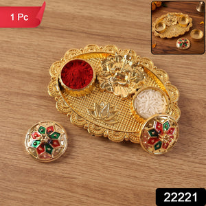 Ganesh Kumkum Holder Elegant Meenakari Pooja Accessory