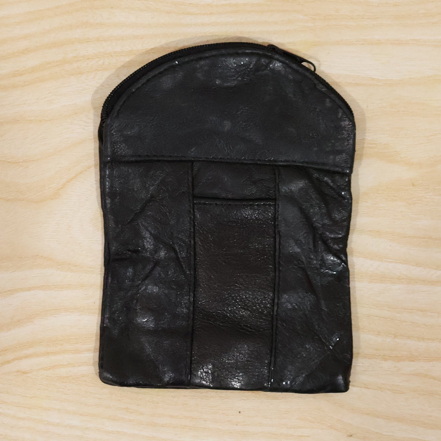Leather Mini Zipper Pouch Compact Coin Card Organizer For Men Women