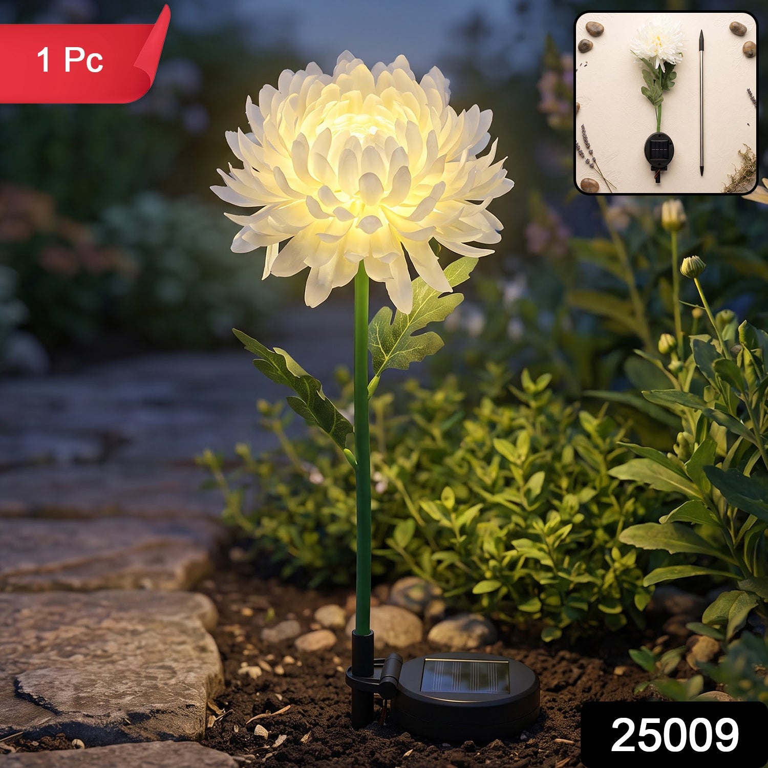 Solar Garden Flower Led Stake Light For Pathway Lawn And Outdoor Decor (1 Pc)