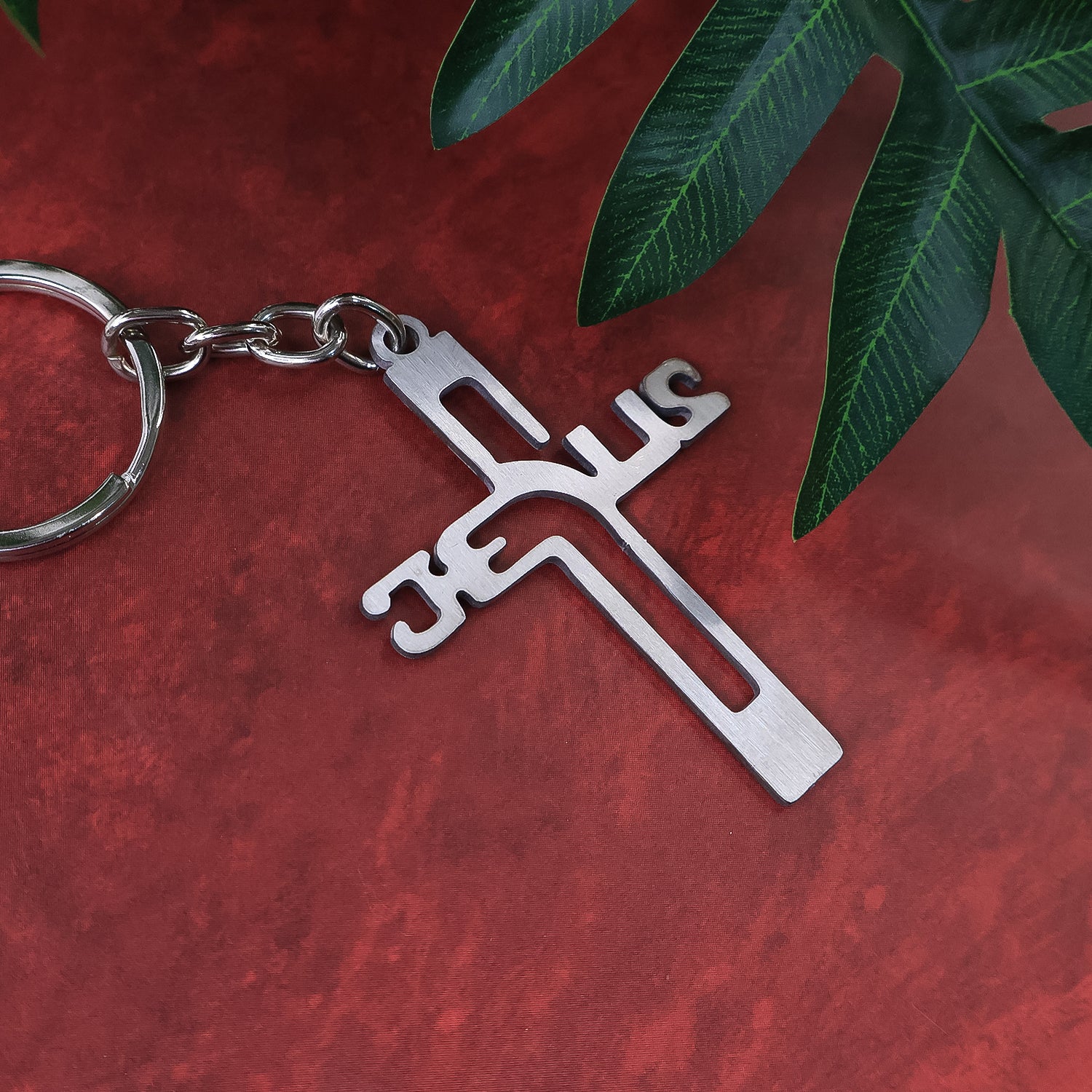 Elegant Metal Cross Keychain With Gujarati Jesus Script Religious Faith Key Ring