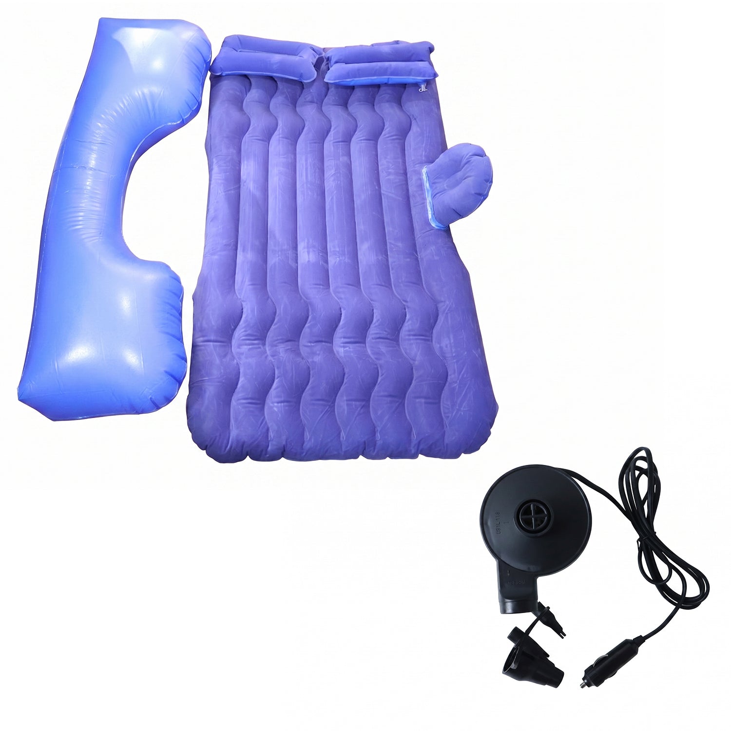 Portable Car Air Mattress Bed Set With Pump Pillows Inflatable (Dark Blue)