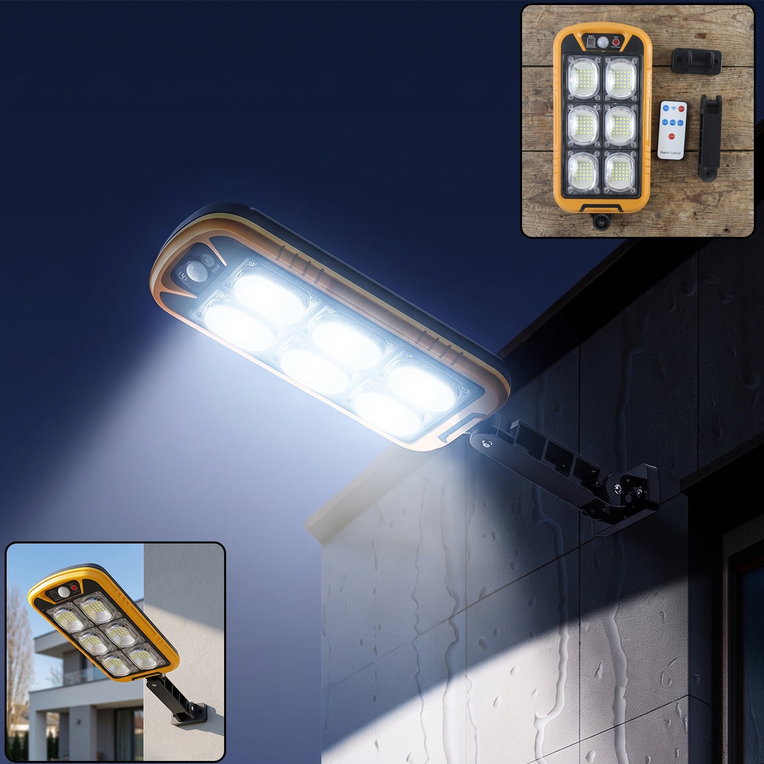 Solar Led Motion Sensor Wall Light With Remote Waterproof Outdoor (1 Set)