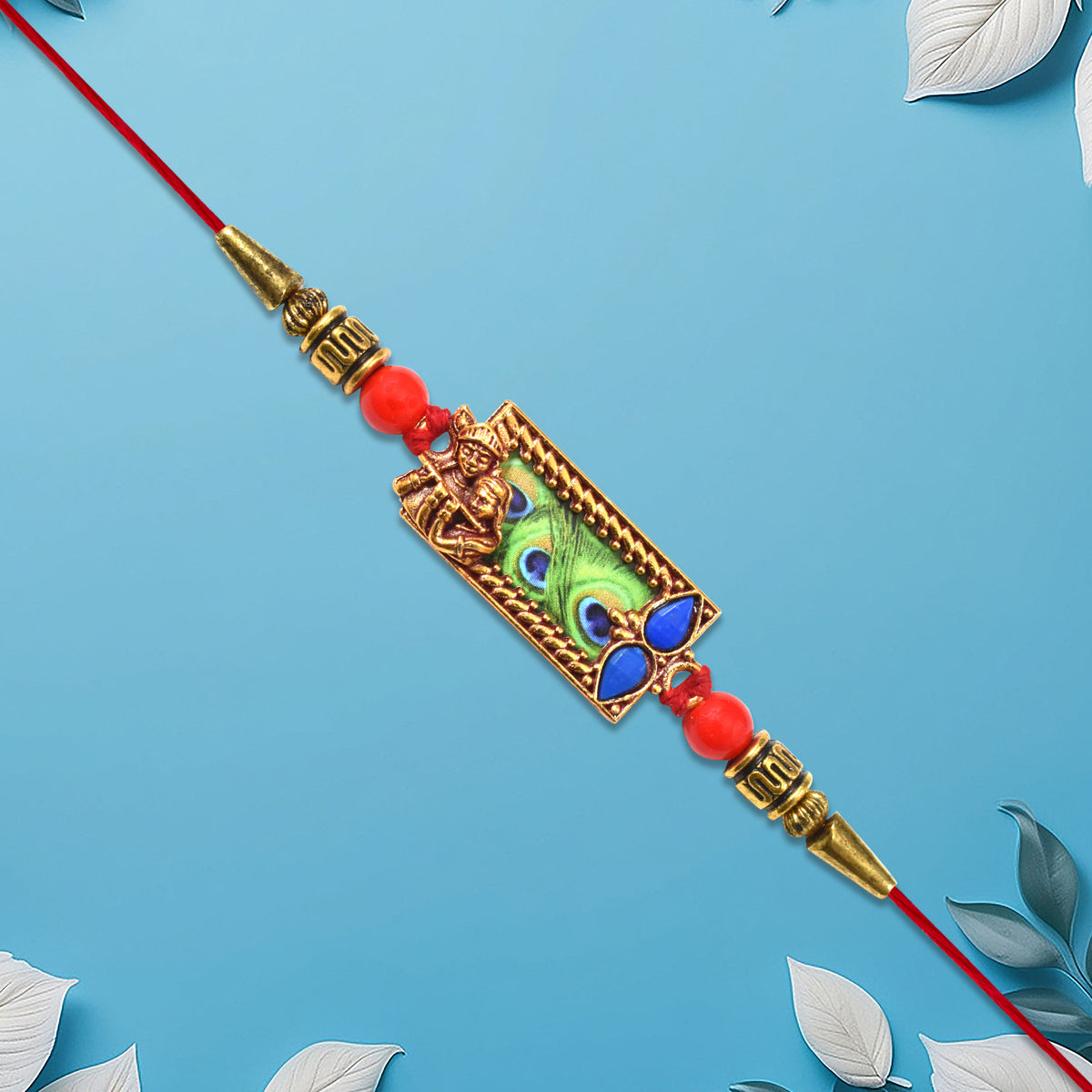 Krishna Rakhi With Peacock Feather Design
