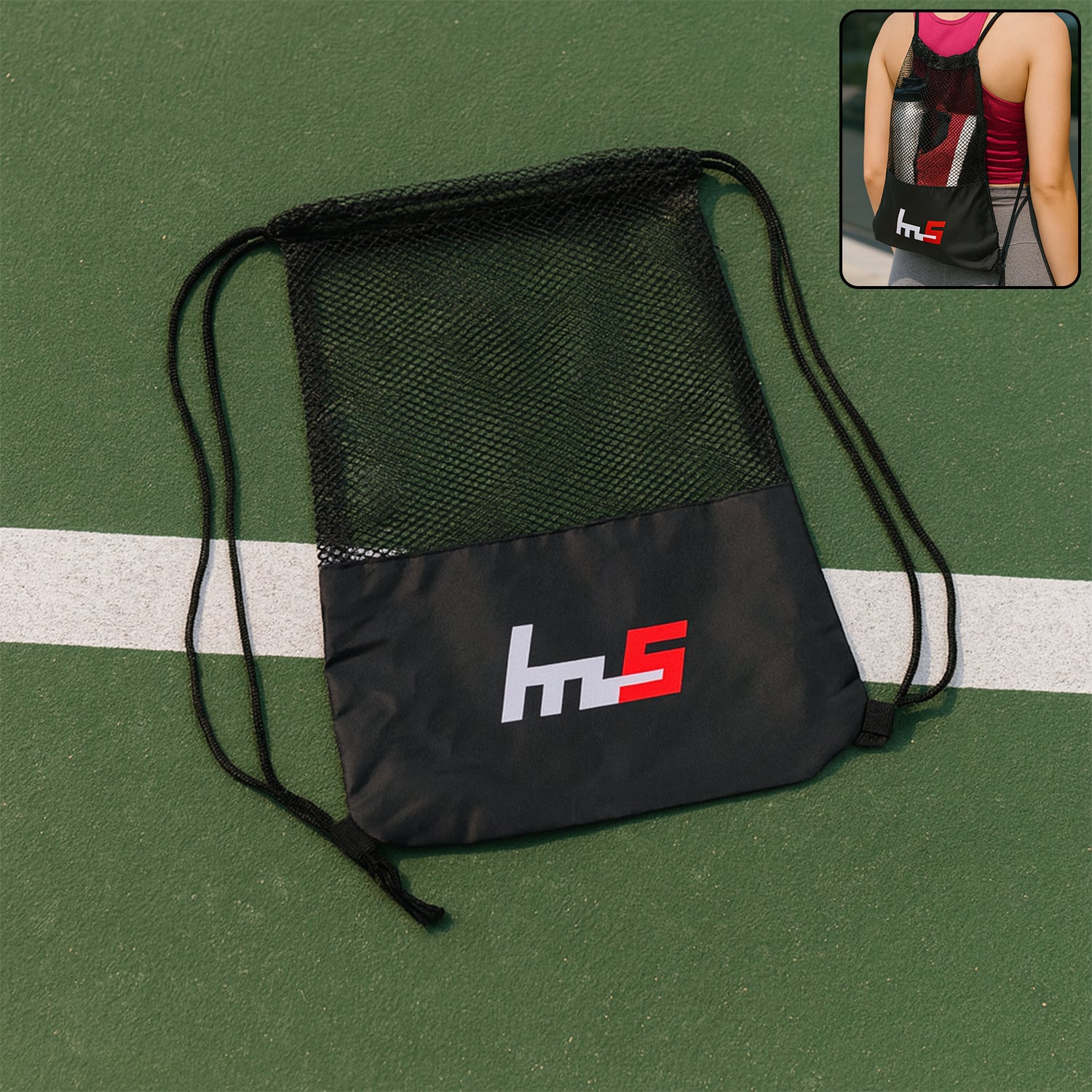 Mesh Drawstring Gym Sack Breathable Sports Backpack (1 Pc)