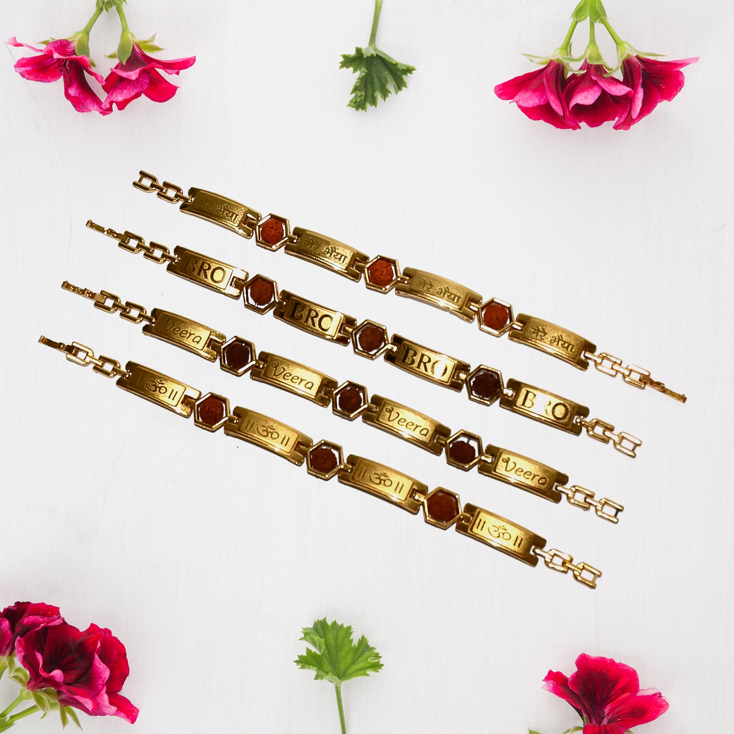 Gold Plated Hexa Bead Bracelet Rakhi For Brother (1 Pc)