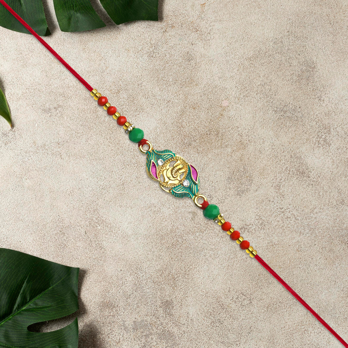 Ganesh Leaf Motif Rakhi