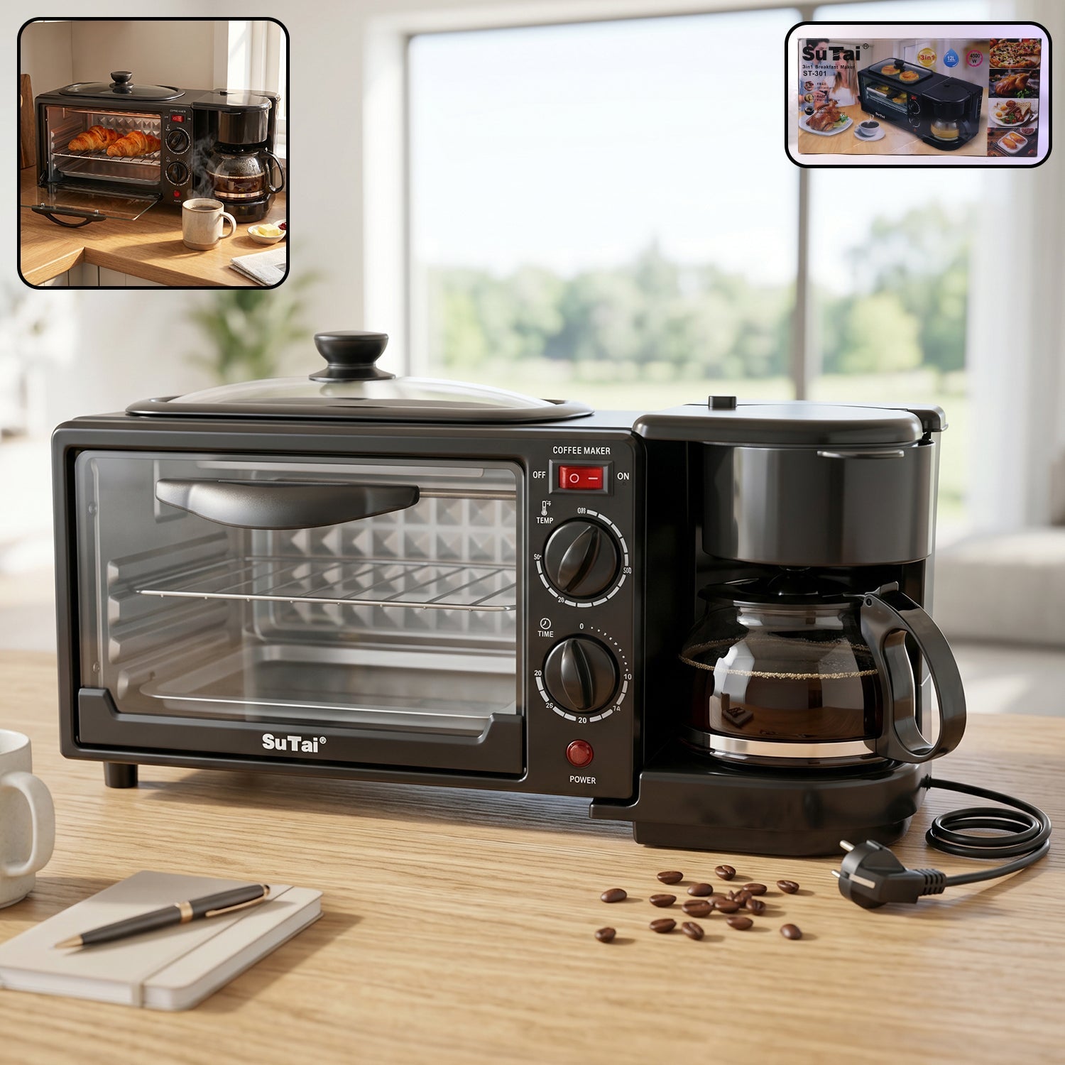 Suta 3 In 1 Breakfast Maker Compact Kitchen Multi-functional Appliance