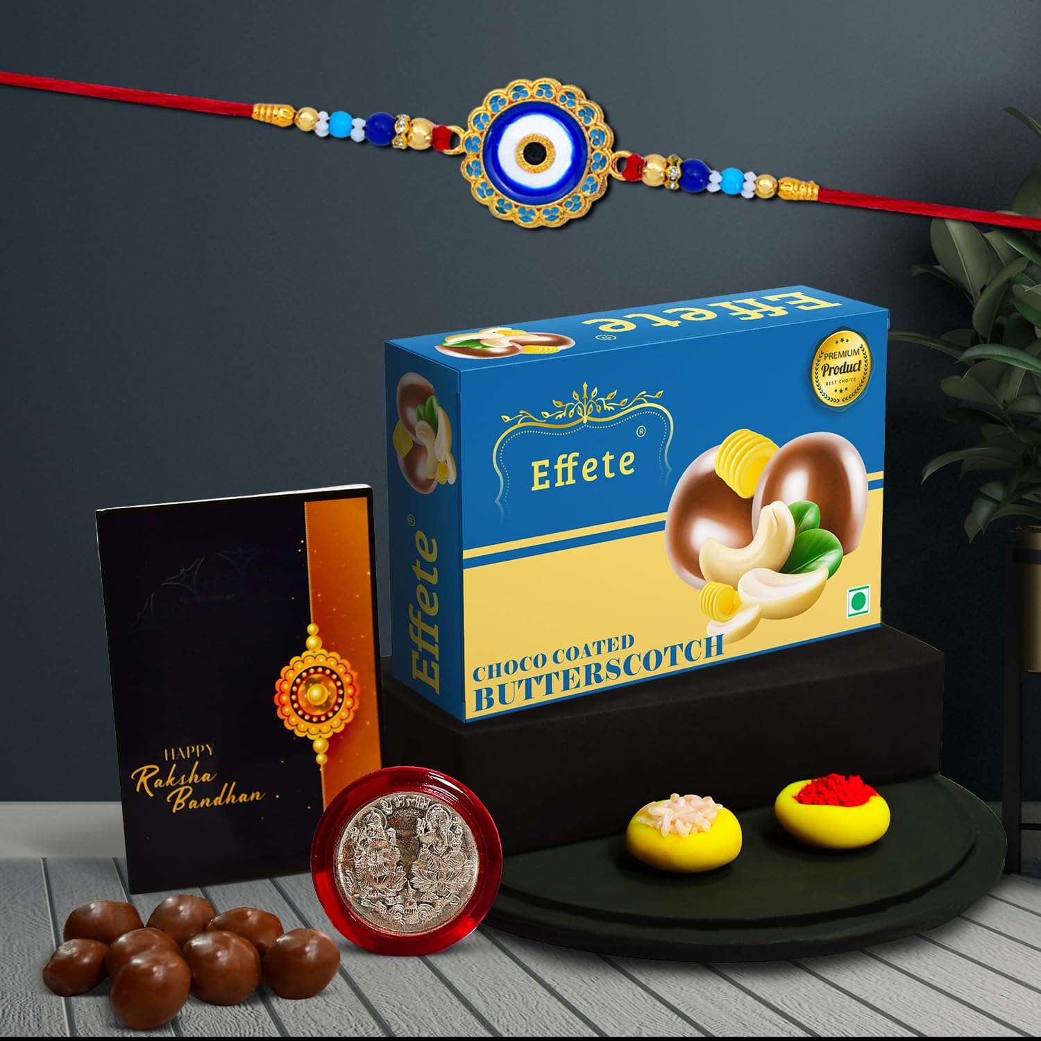 Rakhi (K1_516_bs32) Chocolate Butter Scotch 32gm Rakhi For Brother With Gift Handmade Rakhi Rakhi Combo For Brother Stylish Rakhi For Brother Set Of 1 Rakhi
