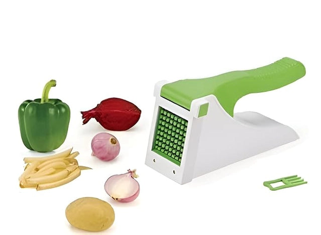 Heavy-Duty Vegetable Manual Chopper & French Fry Cutter | Premium Finger Chips Maker with Container