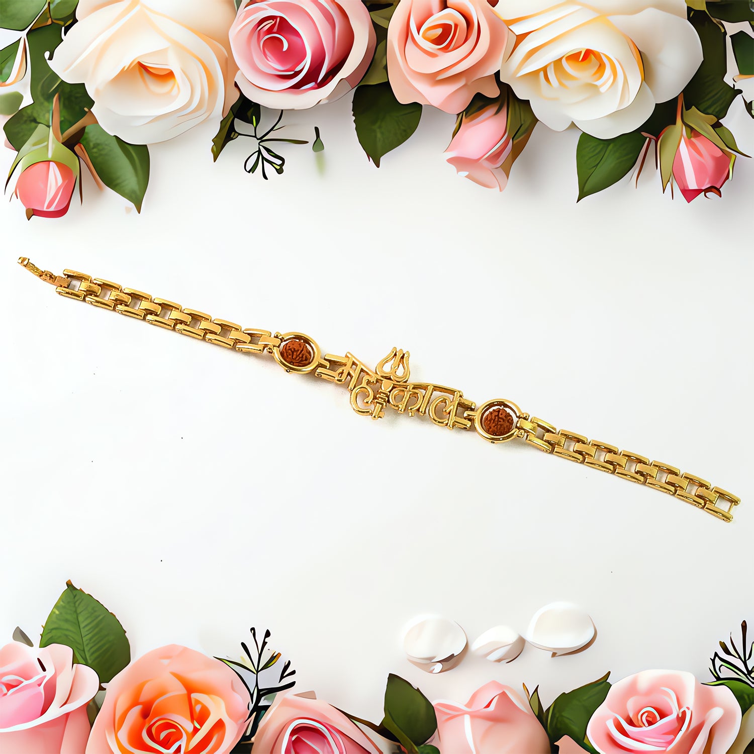 Mahakal Trishul Design Rudraksh Beads Bracelet Rakhi