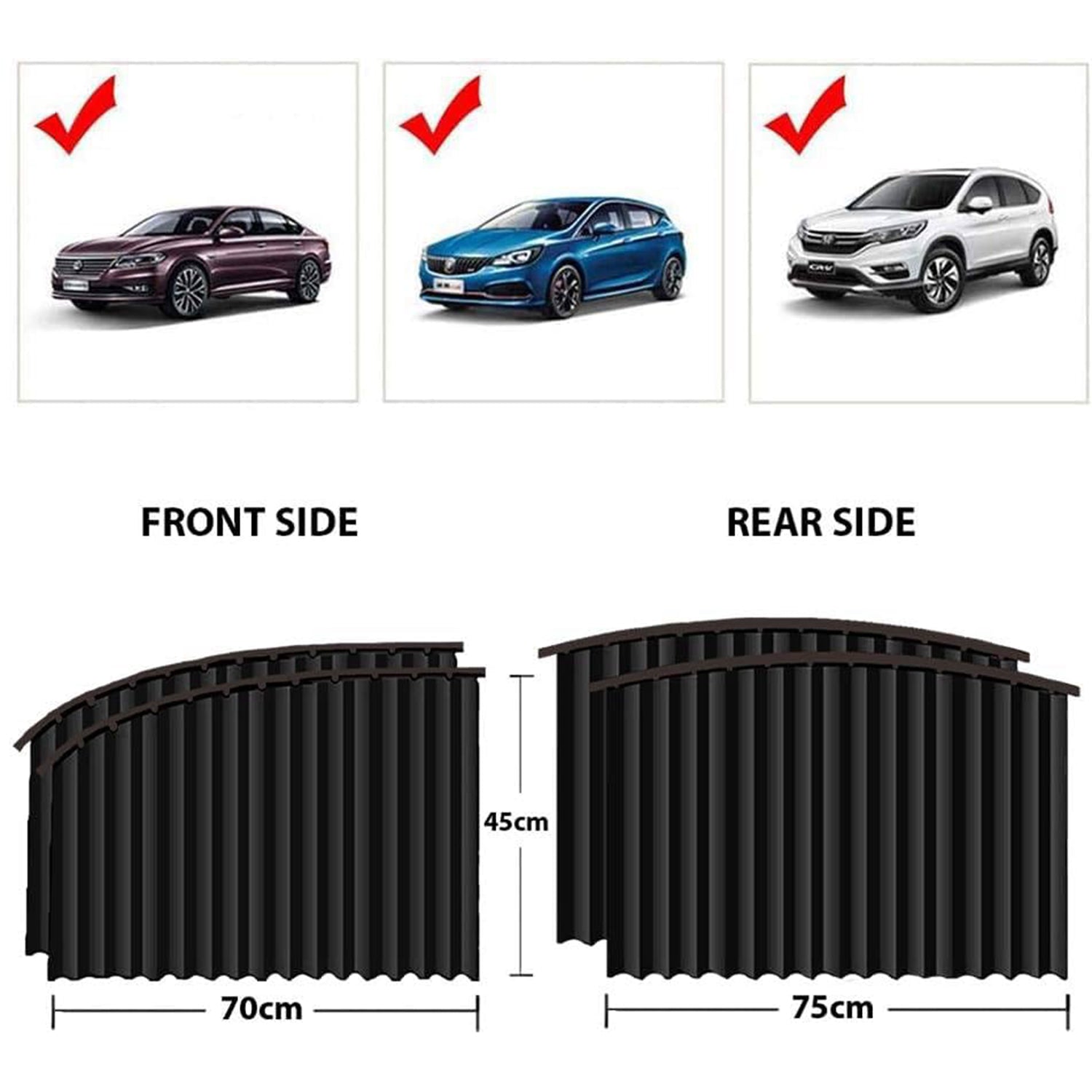 Curtain For Car Window Heat Sunshade Protection (4 Pcs With Curtain Hook Adhesive Tap Set)