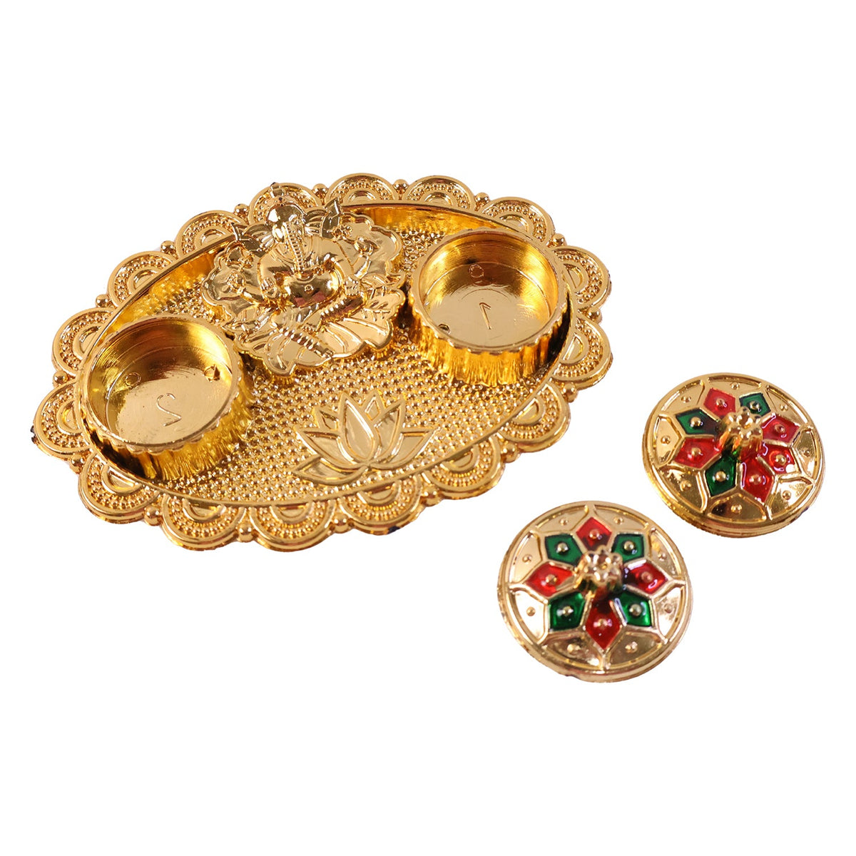 Ganesh Kumkum Holder Elegant Meenakari Pooja Accessory