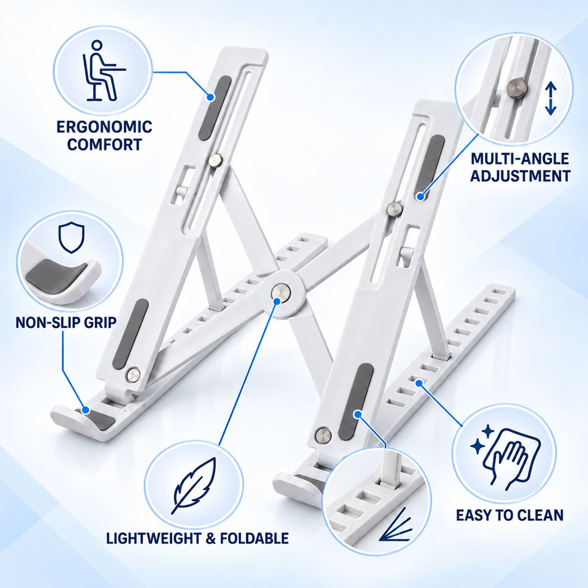 Portable Foldable Laptop Stand With Adjustable Height And Angle For Work (1 Pc)