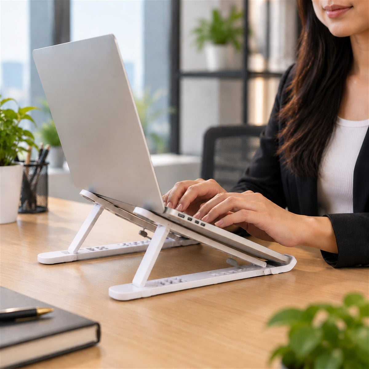 Portable Foldable Laptop Stand With Adjustable Height And Angle For Work (1 Pc)