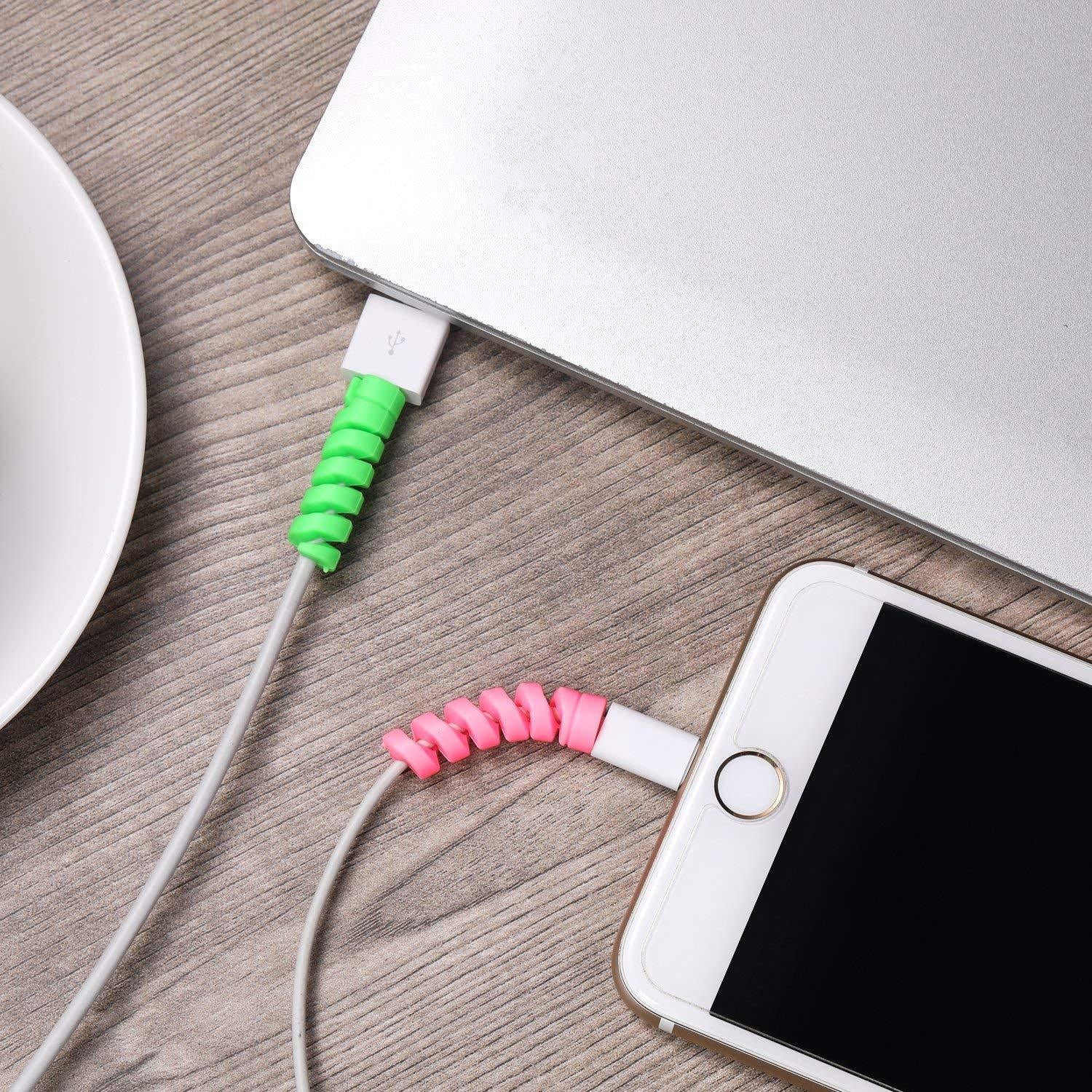 12722 Spiral Charger Cable Protector Data Cable Saver Charging Cords Protective For All Universal Earphone Cable Cover (Pack Of 10)