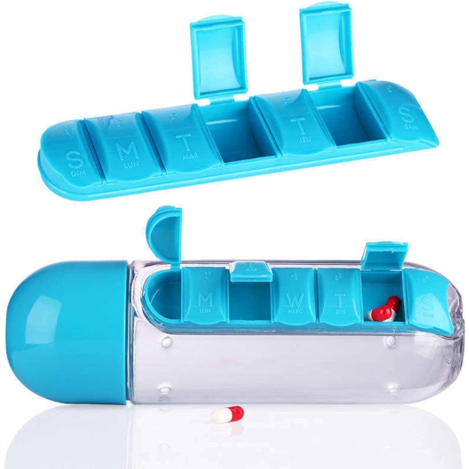 12911 Pill Vitamin Bottle Water Bottle Multi Functional Use For Traveling Outdoor Use Water Bottle Travelling Kit Summer Special Bottle (600 Ml Mix Color )
