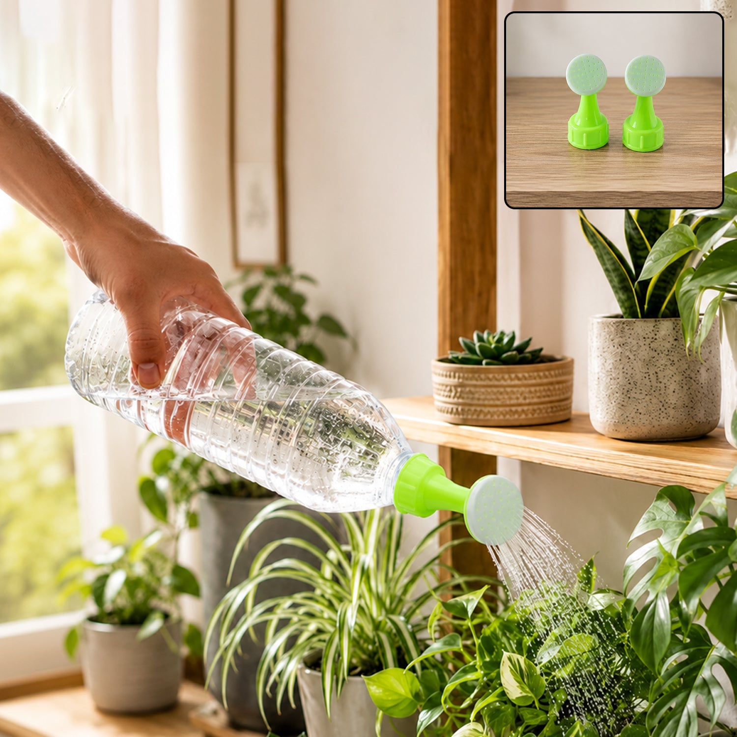 Plastic Bottle Garden Watering Sprinkler Nozzle For Indoor Outdoor Plants (2 Pcs)