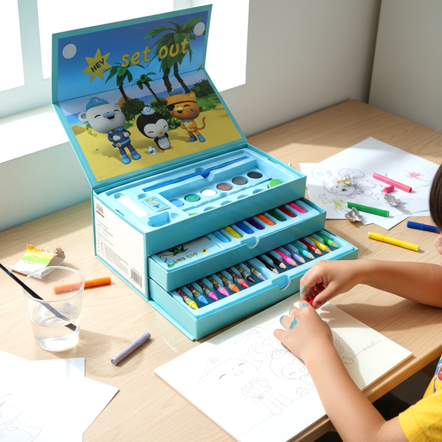 Drawing Kit Box For Kids With Colors Tools (1 Pc)
