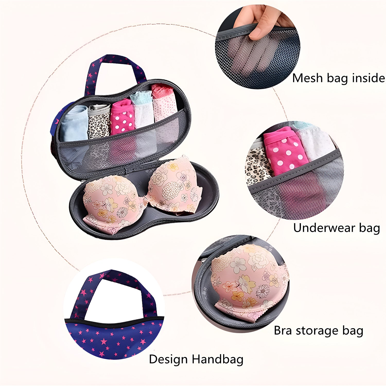 Premium Hard-shell Bra Lingerie Storage Travel Case (1 Pc)