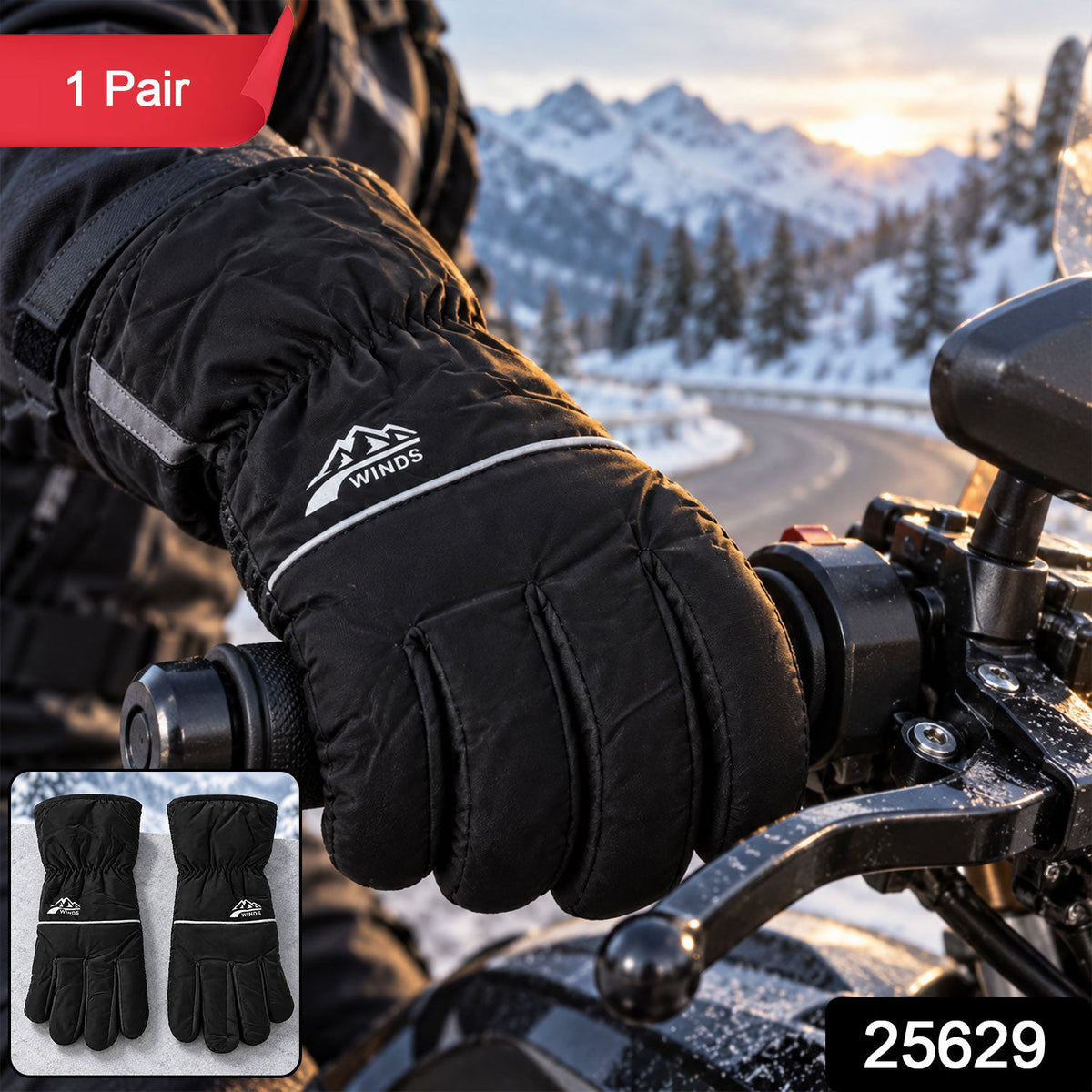 Multipurpose Winter Hand Gloves With Plush Lining And Textured Grip (1 Pair Mix Color)