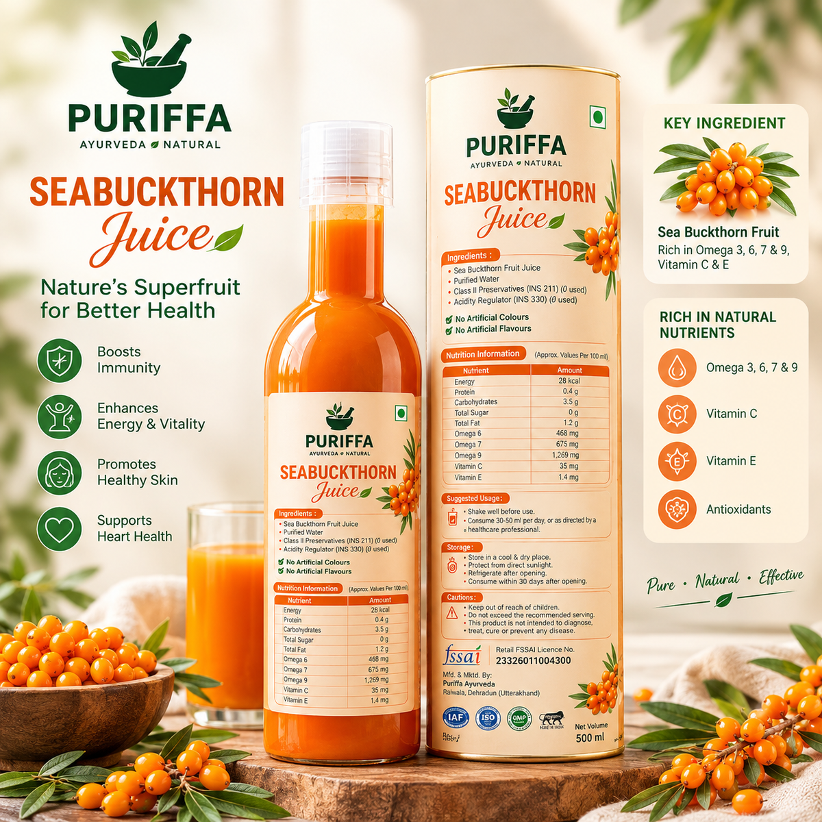 PURIFFA Sea Buckthorn Juice 500ml