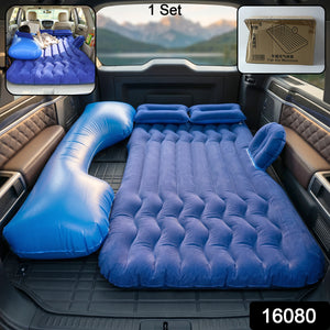 Portable Car Air Mattress Bed Set With Pump Pillows Inflatable (Dark Blue)