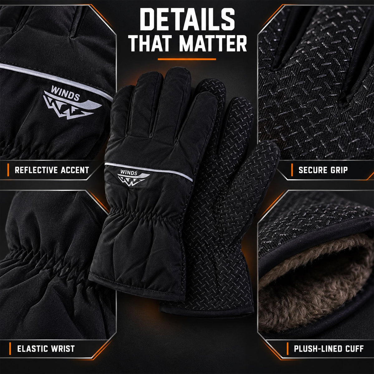 Multipurpose Winter Hand Gloves With Plush Lining And Textured Grip (1 Pair Mix Color)