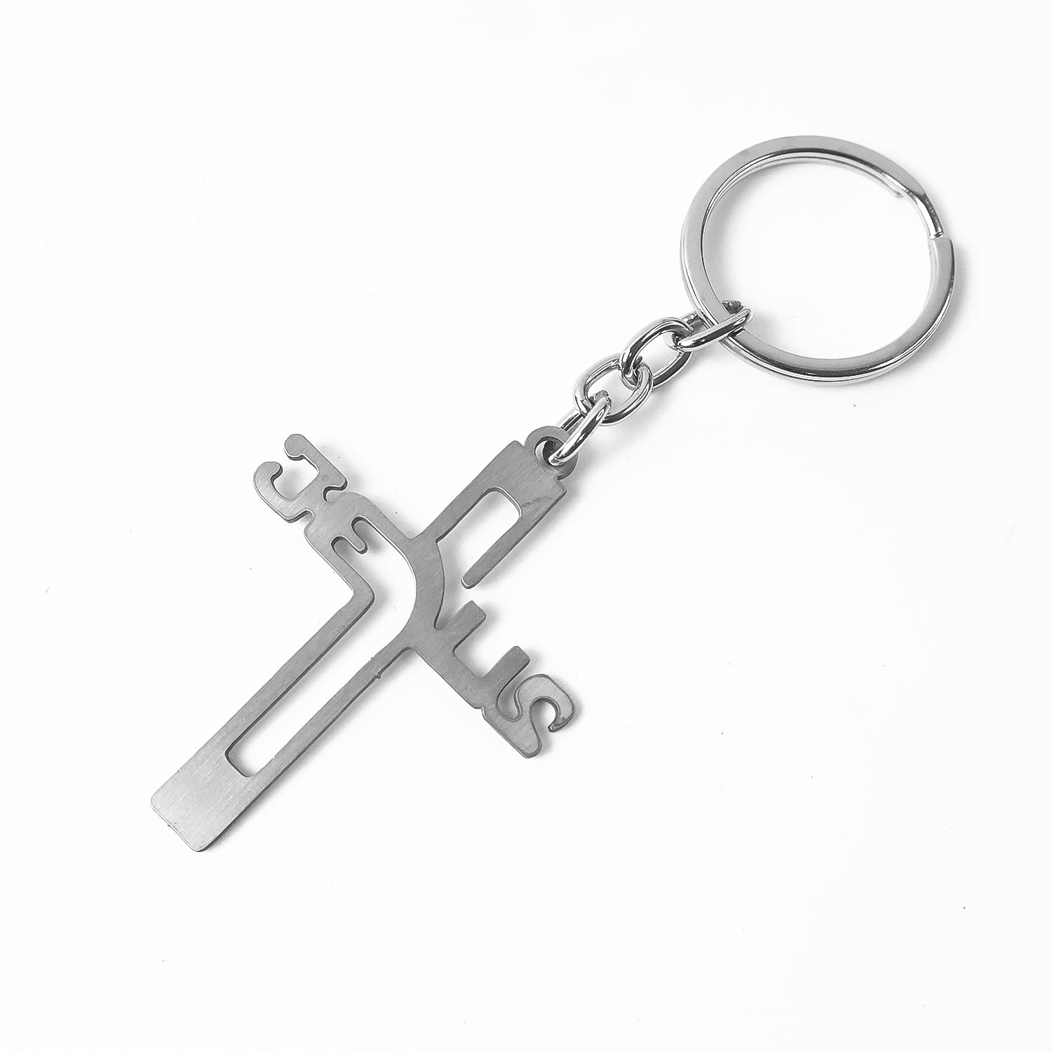 Elegant Metal Cross Keychain With Gujarati Jesus Script Religious Faith Key Ring