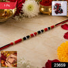 Traditional Handmade Red Black Thread Rakhi For Brother (1 Pc)
