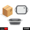 0098b (Brown Box) Foldable Chopping Board Dish Rack Washing Bowl  Draining Basket 3in1 Multi-function