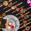 Rakhi For Brother Set Of 10 With Dish Silver Coin  Greeting Card Rakhi For Bhai Bhabhi  Kids With Gift For Brother Rakhi Set For Brother (K10_mc56_ds)