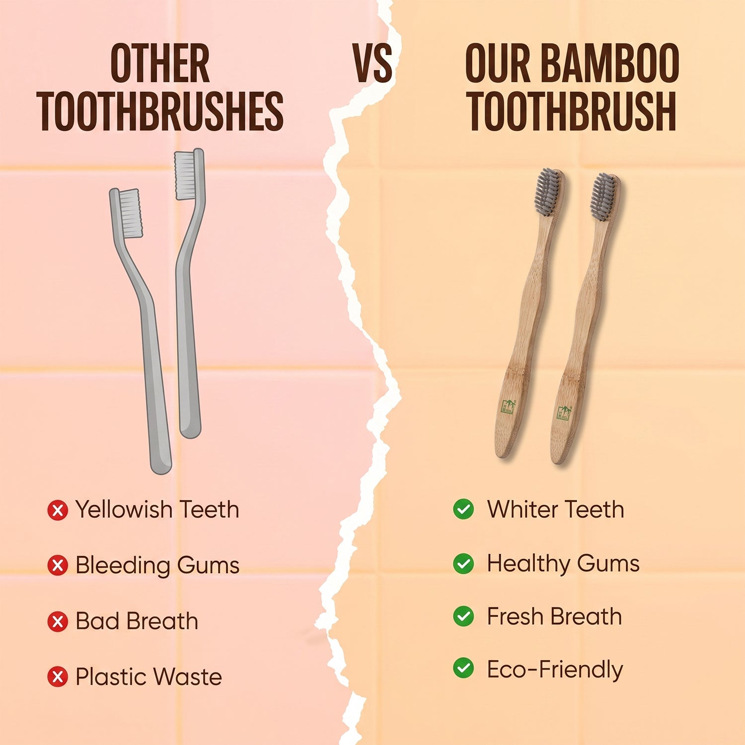 Soft Bristle Bamboo Toothbrush Eco-friendly Wooden Toothbrush For Adults (1 Pc)