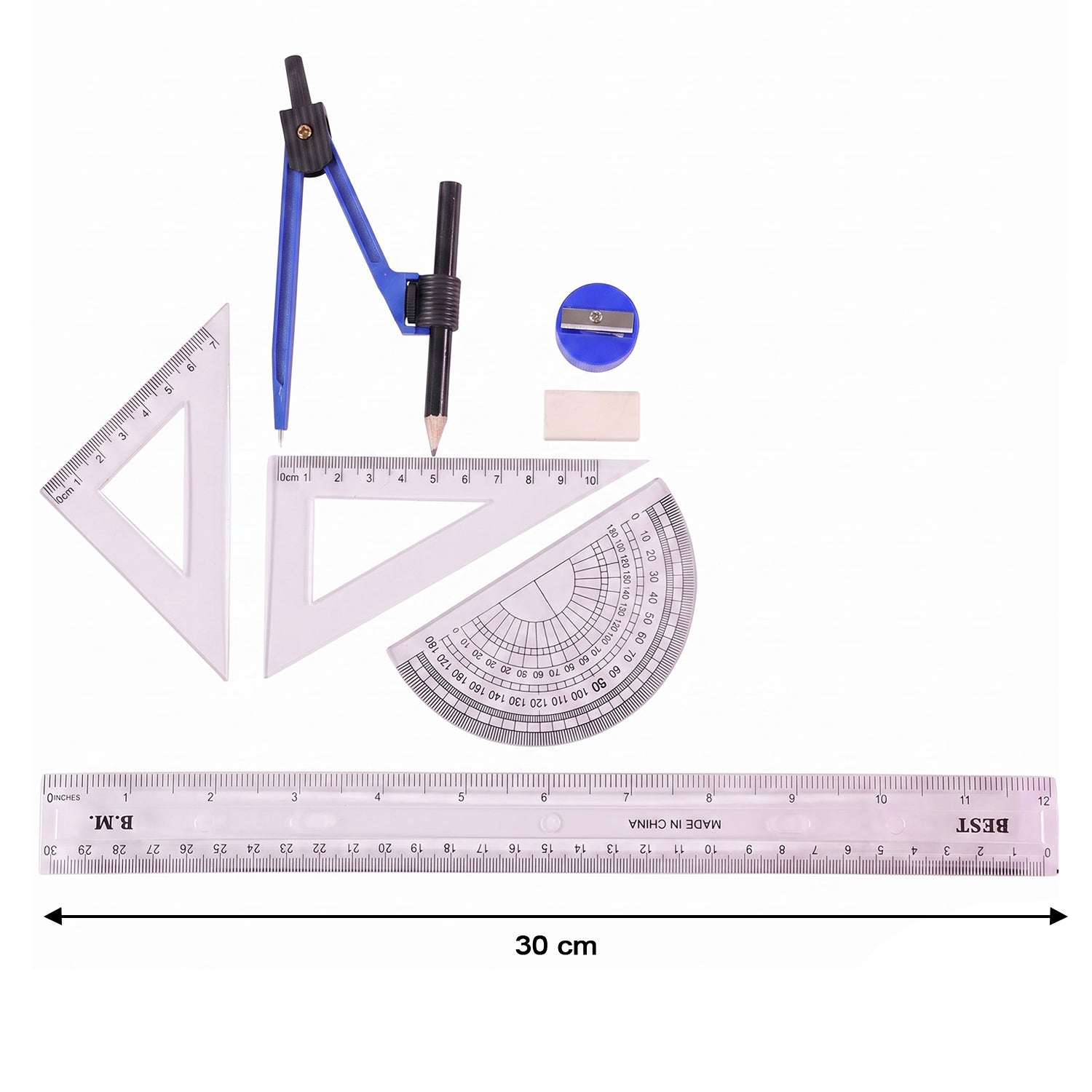 8 In 1 Geometry Stationery Set With Compass Rulers And Drawing Tools Kit (1 Set)