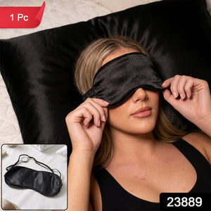 Soft Black Satin Sleeping Eye Mask For Night Rest Travel And Relaxation (1 Pc)