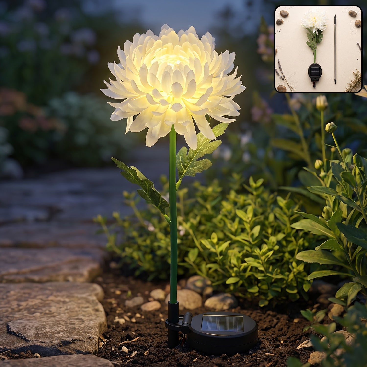 Solar Garden Flower Led Stake Light For Pathway Lawn And Outdoor Decor (1 Pc)