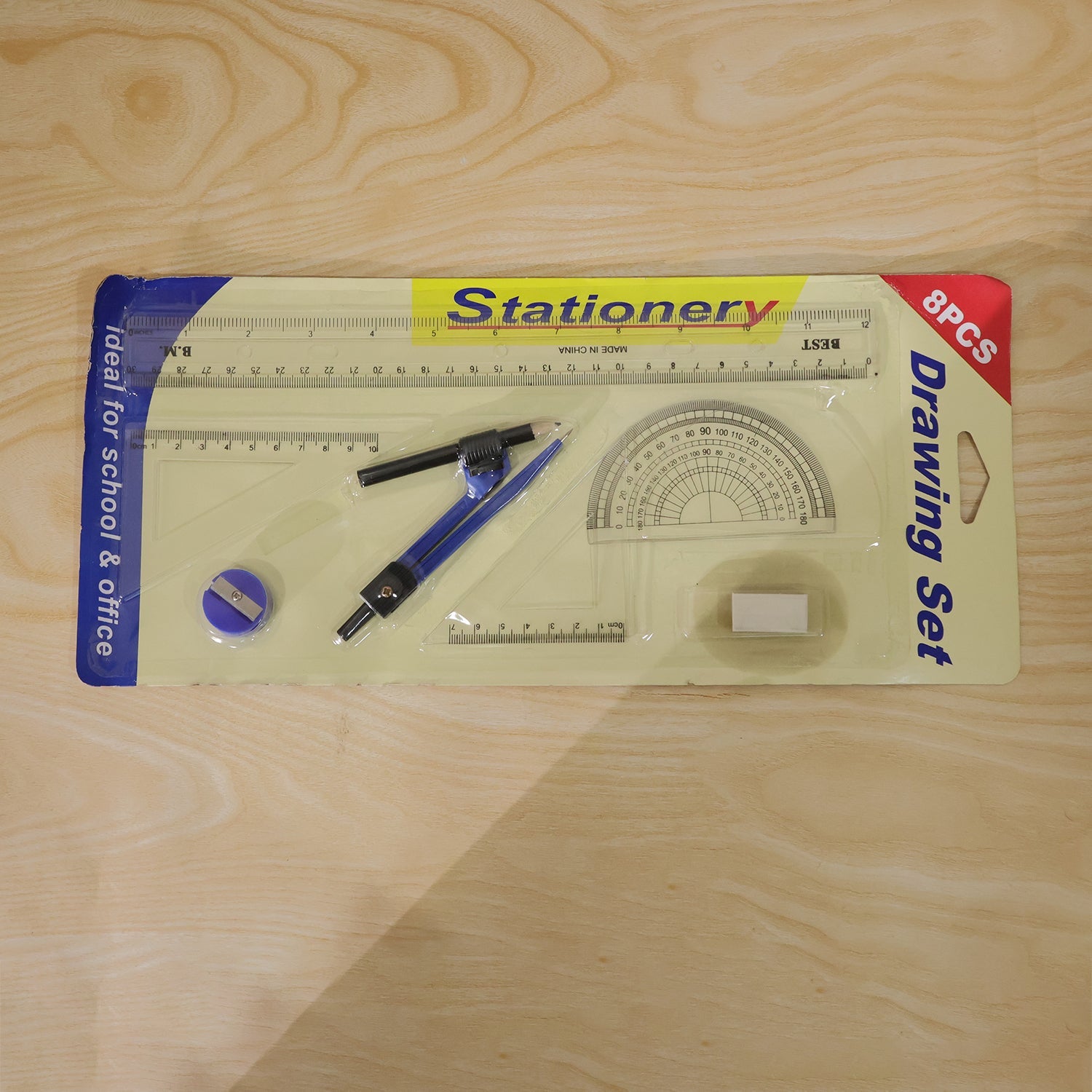 8 In 1 Geometry Stationery Set With Compass Rulers And Drawing Tools Kit (1 Set)