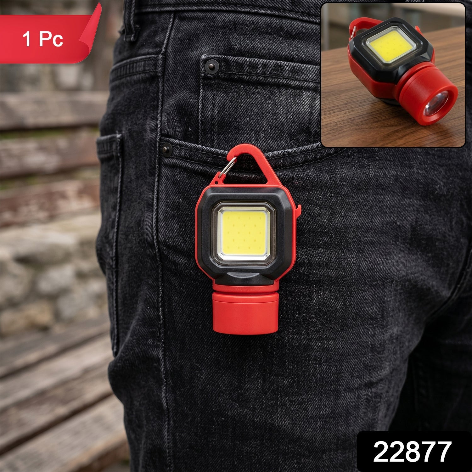 5 Mode Mini Cob Led Keychain Flashlight With Carabiner Clip (1 Pc)