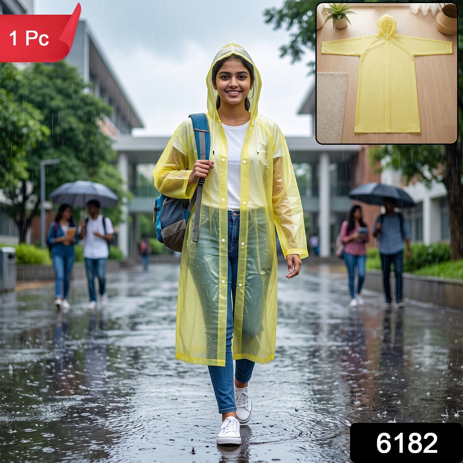 Eva Rain Coat  Lightweight Hooded Design For Monsoon
